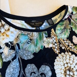 Ted Baker Black and Green Floral Top